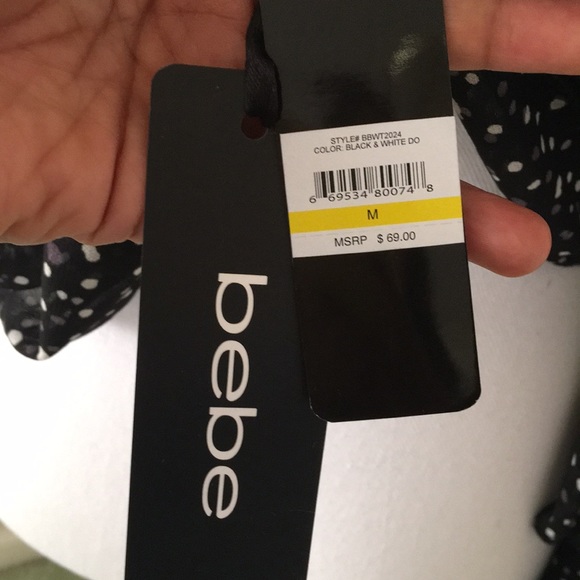 Bebe Polka Dot Off Shoulder Top Size Medium - Picture 8 of 8
